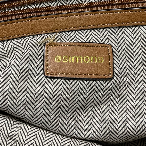 Simon’s Navy Medium Size Nylon Faux Leather shoulder Tote Handbag - Picture 10 of 13